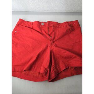 D Jeans Shorts Womens 16 Red High Rise Stretch Casual Denim Pockets Zipper Fly